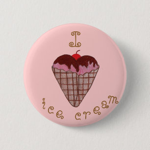 Ik hou van ijscrème ronde button 5,7 cm