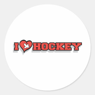 Ik hou van ijshockey - hart ronde sticker