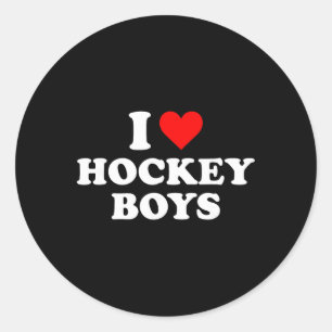 Ik hou van ijshockeyjongens ronde sticker
