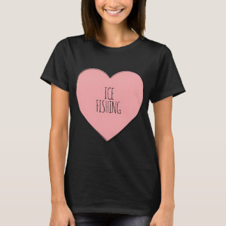 Ik hou van ijsvissen roze hart t-shirt