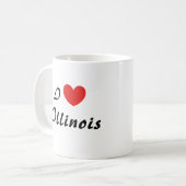 Ik hou van Illinois Heart Typography Coffee Mok (Voorkant links)