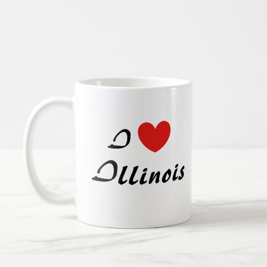 Ik hou van Illinois Heart Typography Coffee Mok (Links)