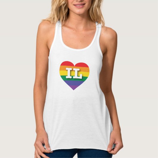 Ik hou van Illinois Rainbow Heart Tanktop (Voorkant)