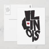 Ik hou van Illinois State Map Art Briefkaart (Voorkant / Achterkant)