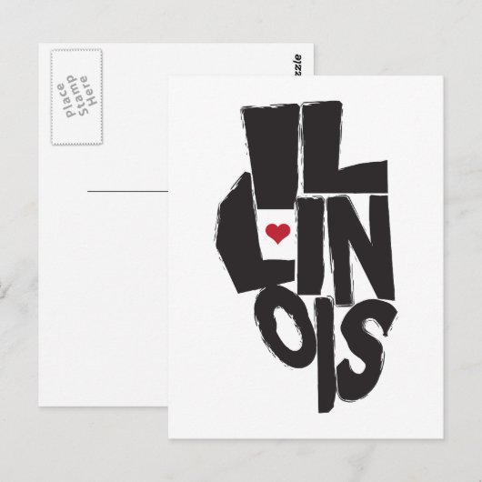 Ik hou van Illinois State Map Art Briefkaart (Voorkant / Achterkant)