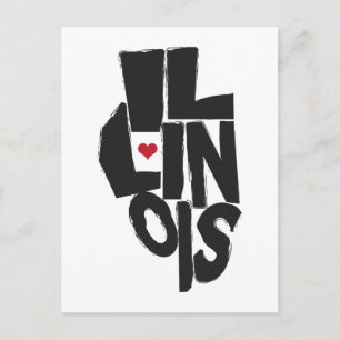 Ik hou van Illinois State Map Art Briefkaart