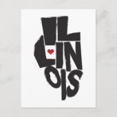 Ik hou van Illinois State Map Art Briefkaart (Voorkant)