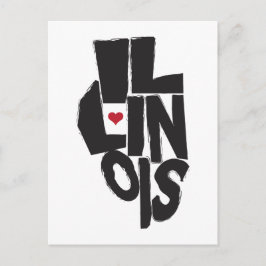 Ik hou van Illinois State Map Art Briefkaart