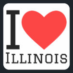 Ik hou van Illinois Vierkante Sticker<br><div class="desc">Ik hou van Illinois,  voor liefhebbers van de VS</div>