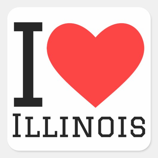 Ik hou van Illinois Vierkante Sticker (Voorkant)