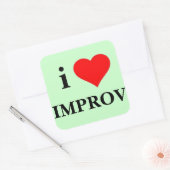 Ik hou van Improv Vierkante Sticker (Envelop)