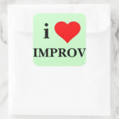 Ik hou van Improv Vierkante Sticker (Tas)