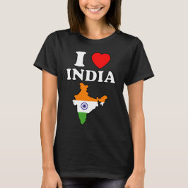 Ik hou van india hart bharat kaart vlag hindustan t-shirt