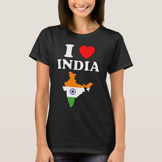 Ik hou van india hart bharat kaart vlag hindustan t-shirt (Voorkant)
