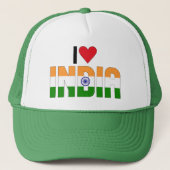 Ik hou van India Inscription Flag Saffron Green Trucker Pet (Voorkant)