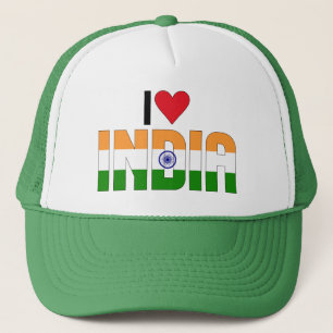 Ik hou van India Inscription Flag Saffron Green Trucker Pet