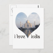 Ik hou van India met Taj Mahal Briefkaart (Voorkant / Achterkant)