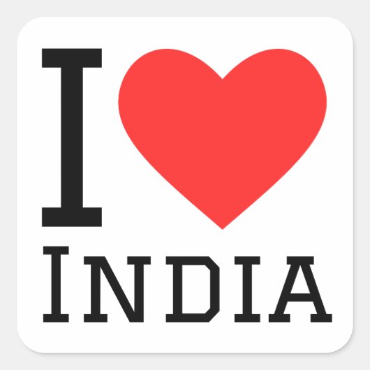 Ik hou van India Vierkante Sticker (Voorkant)