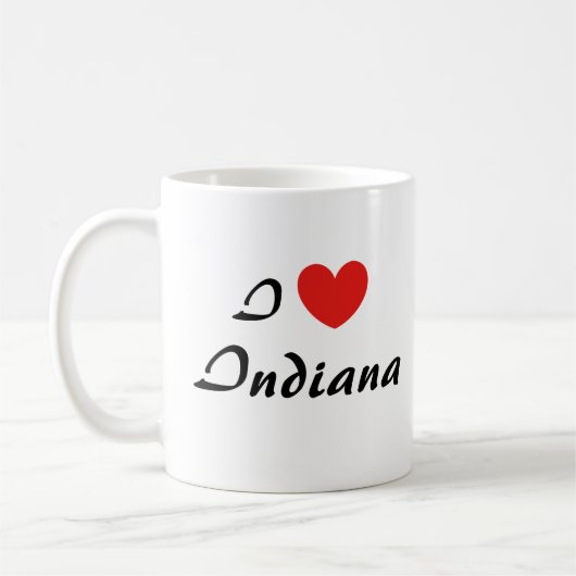Ik hou van Indiana Heart Typography Coffee Mok (Links)