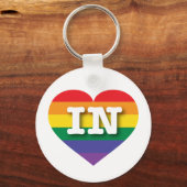Ik hou van Indiana Rainbow Heart Sleutelhanger (Voorkant)
