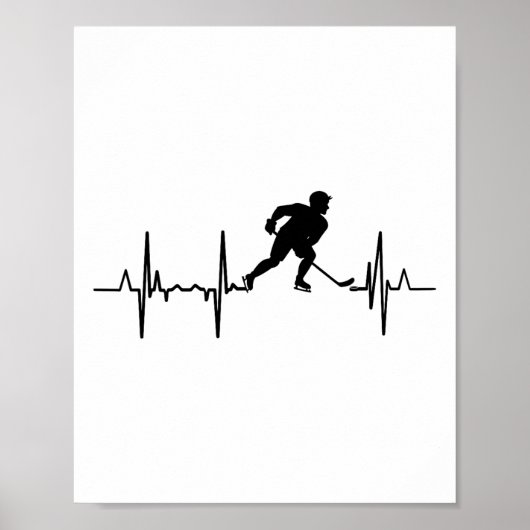 Ik hou van Inline Hockey Cardiogram Poster (Voorkant)