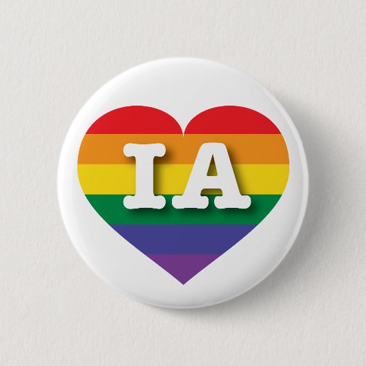 Ik hou van Iowa Gay Pride Rainbow Heart Ronde Button 5,7 Cm (Voorkant)