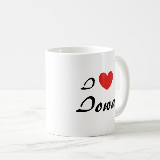 Ik hou van Iowa Heart Typography Coffee Mok (Voorkant rechts)