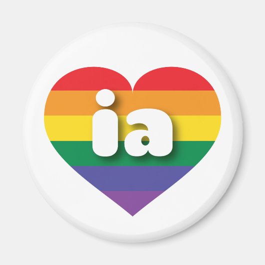 Ik hou van Iowa Rainbow Heart Magneet (Voorkant)