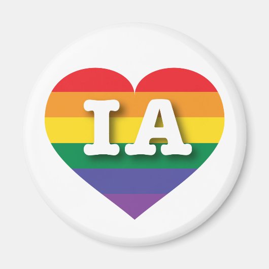Ik hou van Iowa Rainbow Heart Magneet (Voorkant)