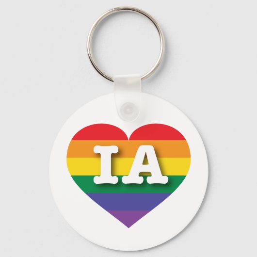 Ik hou van Iowa Rainbow Heart Sleutelhanger (Voorkant)