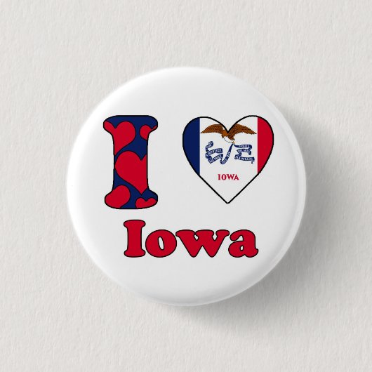 Ik hou van Iowa Ronde Button 3,2 Cm (Voorkant)