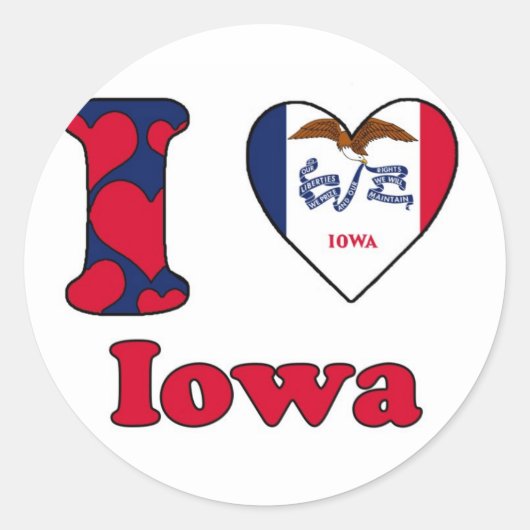 Ik hou van Iowa Ronde Sticker (Voorkant)