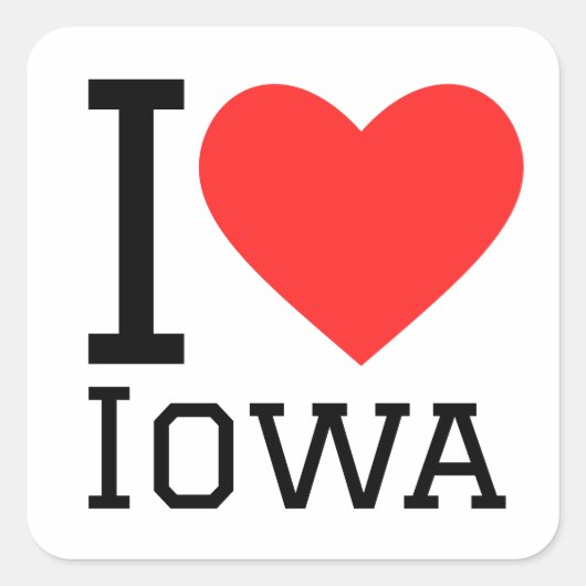 Ik hou van Iowa Vierkante Sticker (Voorkant)