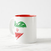 Ik hou van Iran - Iraanse vlag hartvorm Tweekleurige Koffiemok (Voorkant links)