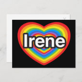 Ik hou van Irene. Ik hou van je Irene. Hart Briefkaart (Voorkant / Achterkant)