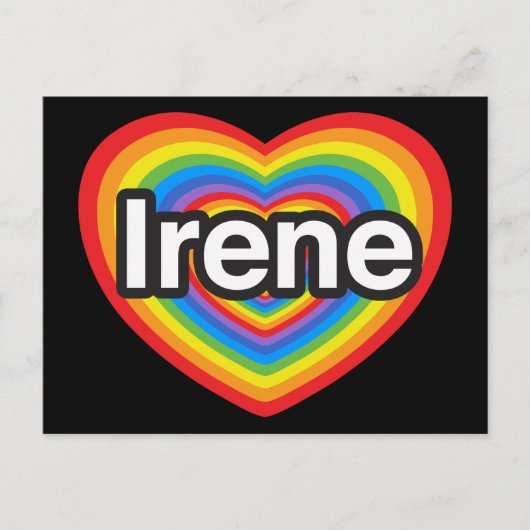 Ik hou van Irene. Ik hou van je Irene. Hart Briefkaart (Voorkant)
