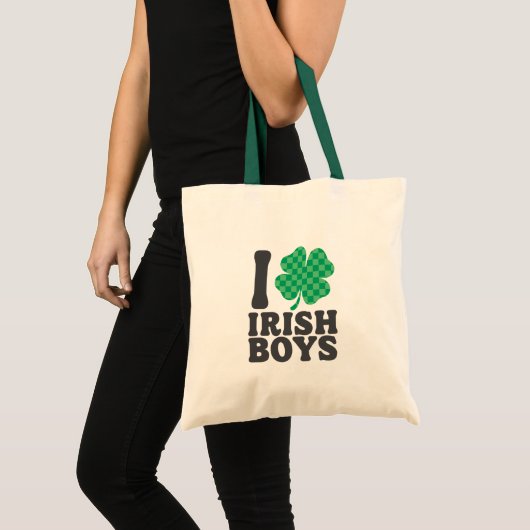 Ik hou van Irish Boys Funny Shamrock St Patrick's  Tote Bag (Voorkant (product))