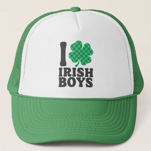 Ik hou van Irish Boys Funny Shamrock St Patrick's Trucker Pet (Voorkant)