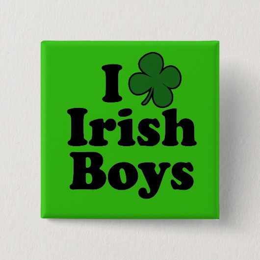 Ik hou van Irish Boys Shamrock Button Pin (Voorkant)