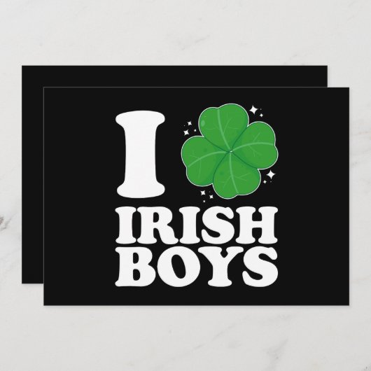 Ik hou van Irish Boys Shamrock Heart St Patrick's Kaart (Voorkant / Achterkant)