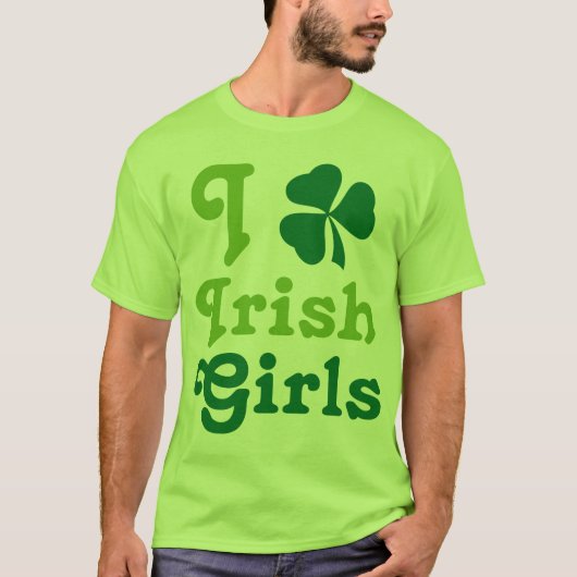 Ik hou van Irish Girls Shamrock Green T-shirt (Voorkant)