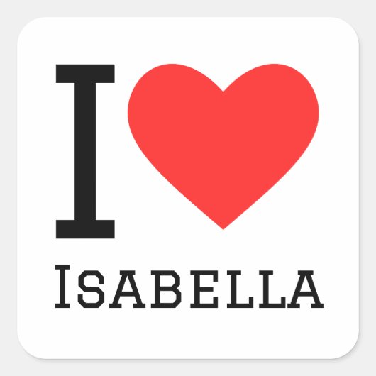 Ik hou van isabella vierkante sticker (Voorkant)