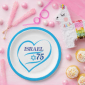 Ik hou van Israël 75 Jubileum, Onafhankelijkheidsd Papieren Bordje (Feest)