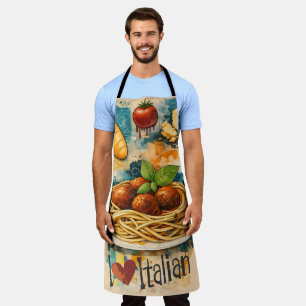 Ik hou van Italiaans eten artistieke collage koken Schort
