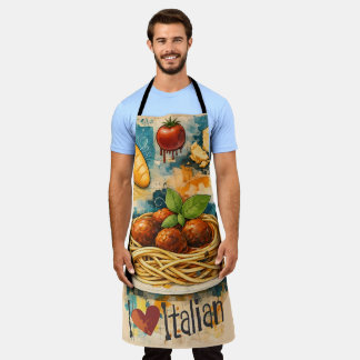 Ik hou van Italiaans eten artistieke collage koken Schort