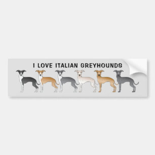 Ik hou van Italiaanse greyhounds met Cute Cartoon  Bumpersticker