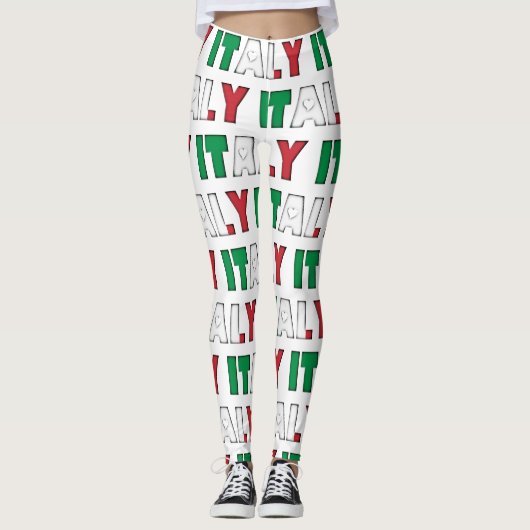 Ik hou van Italiaanse vlaggekleurde Typografie Pat Leggings (Voorkant)
