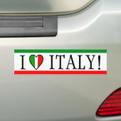 Ik hou van Italië! Hartvlag Bumpersticker (Op auto)