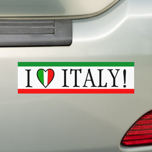 Ik hou van Italië! Hartvlag Bumpersticker (Op auto)