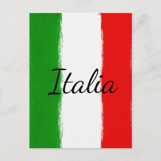 Ik hou van Italië. Vlag van Italië. Briefkaart (Voorkant)